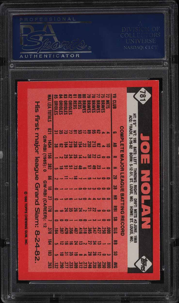 1986 Topps Tiffany Joe Nolan #781 PSA 10 GEM MINT