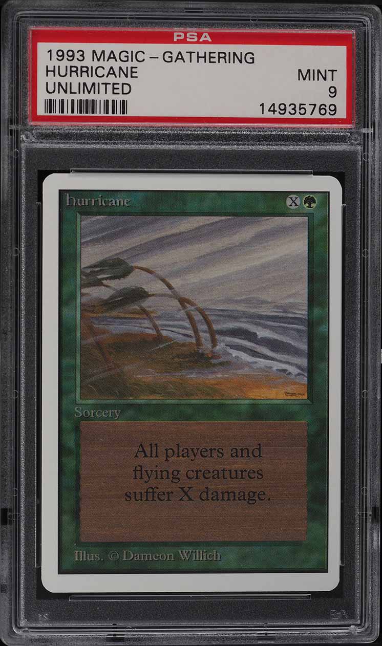 1993 Magic The Gathering MTG Unlimited Hurricane U G PSA 9 MINT