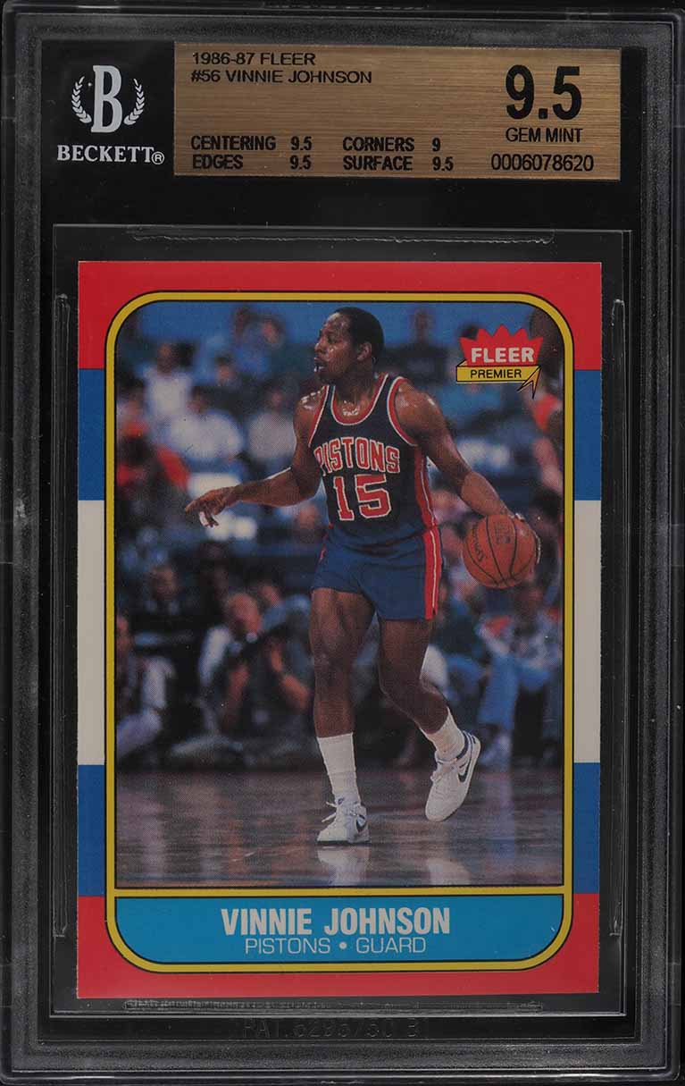 1986 Fleer Basketball Vinnie Johnson #56 BGS 9.5 GEM MINT