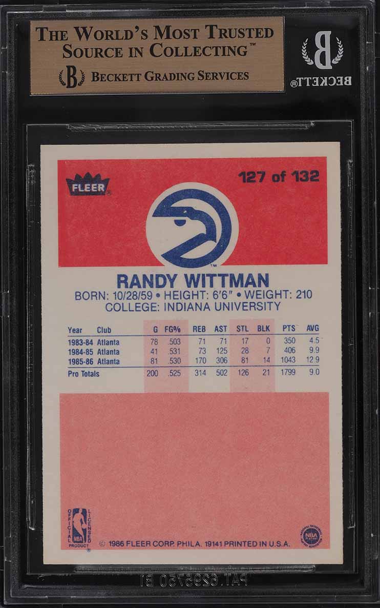 1986 Fleer Basketball Randy Wittman #127 BGS 9.5 GEM MINT