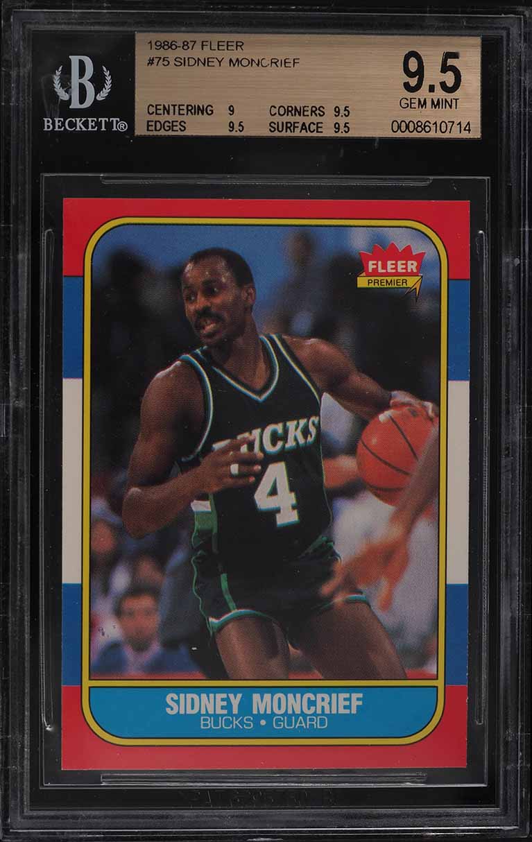 1986 Fleer Basketball Sidney Moncrief #75 BGS 9.5 GEM MINT