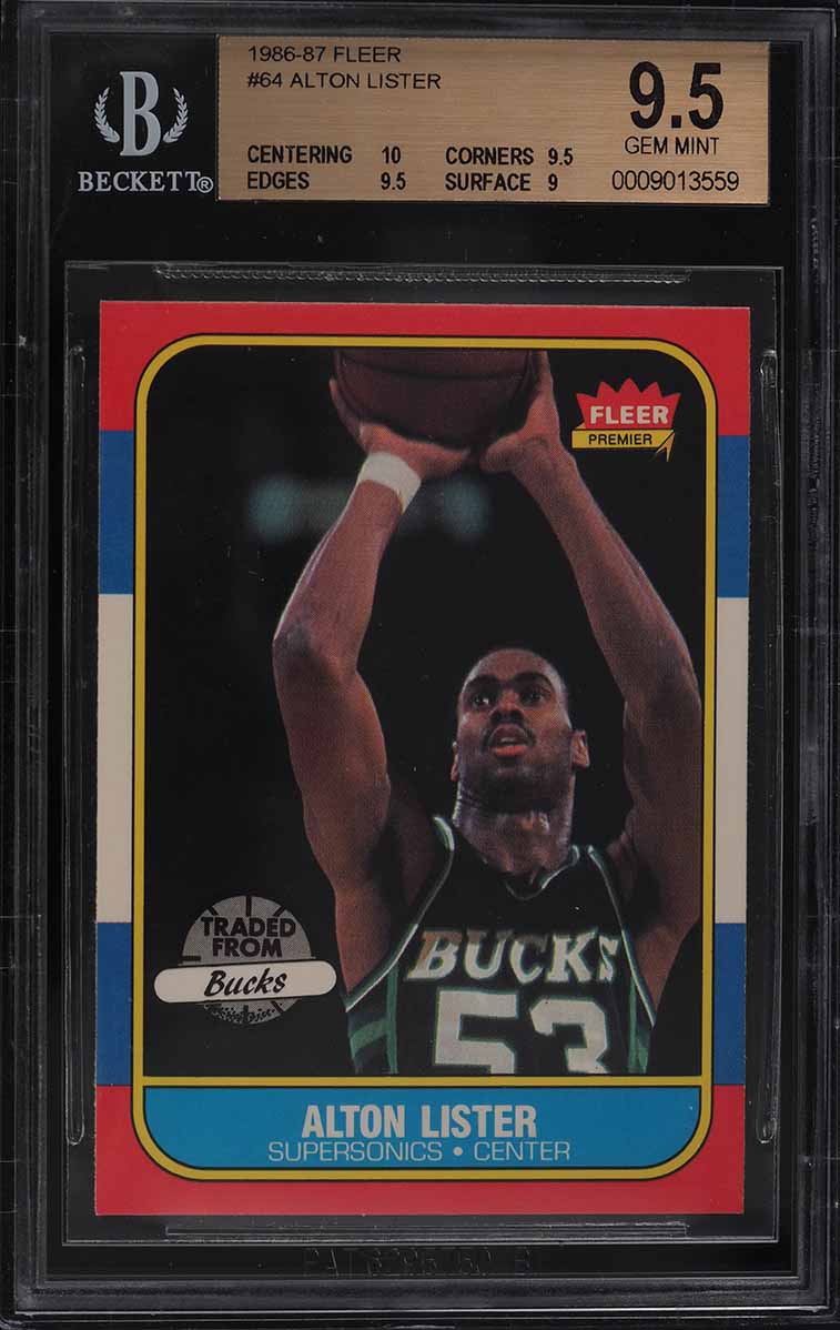 1986 Fleer Basketball Alton Lister #64 BGS 9.5 GEM MINT