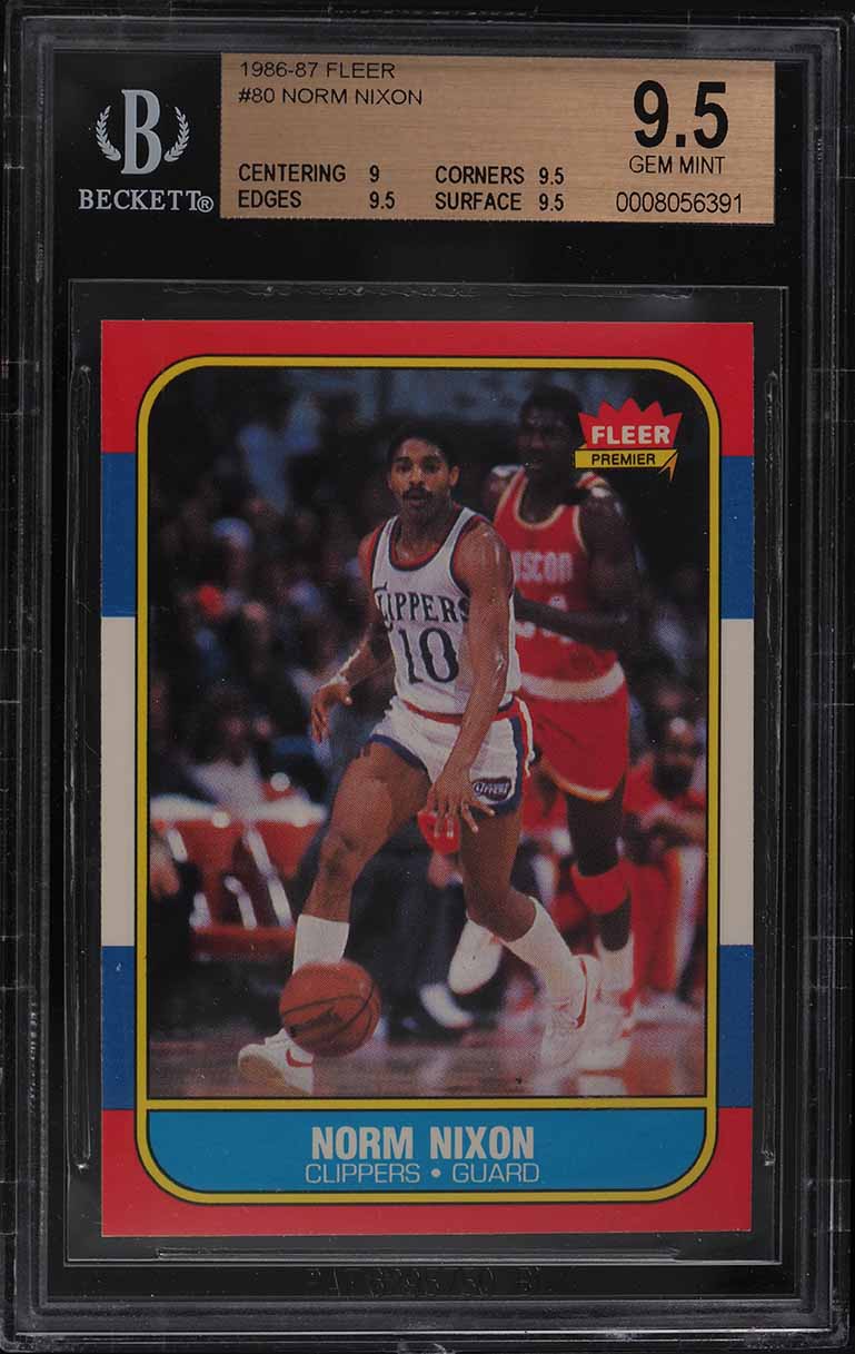 1986 Fleer Basketball Norm Nixon #80 BGS 9.5 GEM MINT