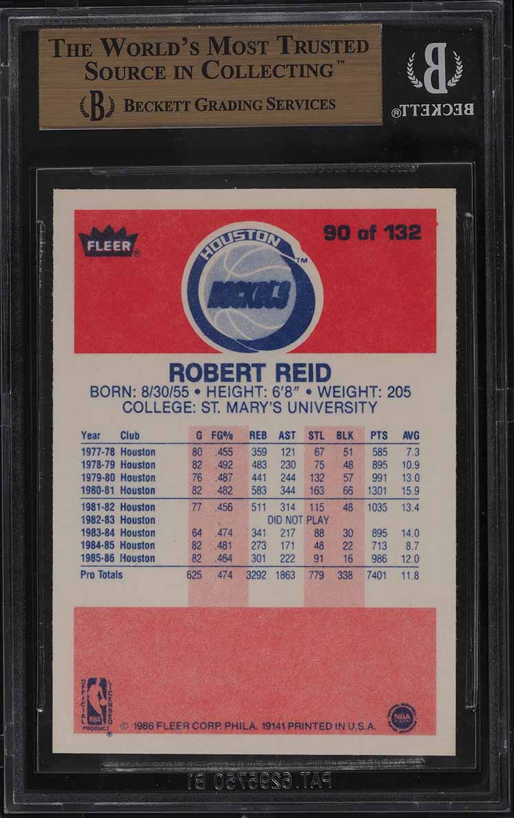 1986 Fleer Basketball Robert Reid #90 BGS 9.5 GEM MINT
