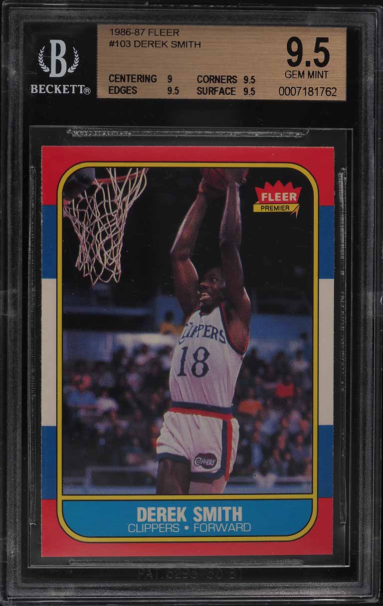 1986 Fleer Basketball Derek Smith #103 BGS 9.5 GEM MINT
