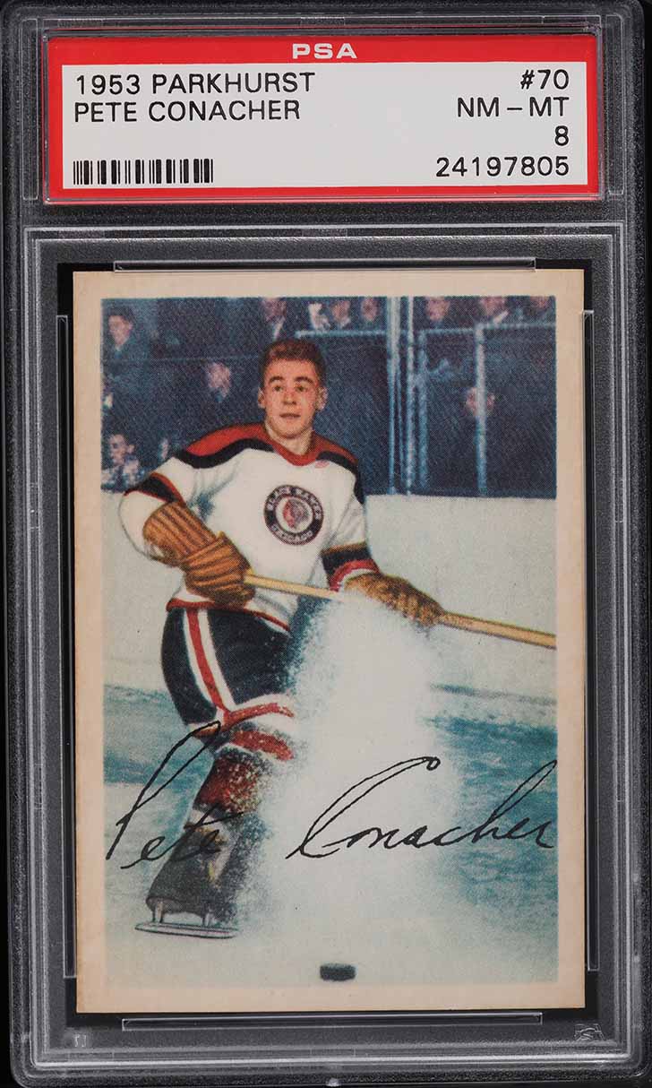 1953 Parkhurst Pete Conacher #70 PSA 8 NM-MT
