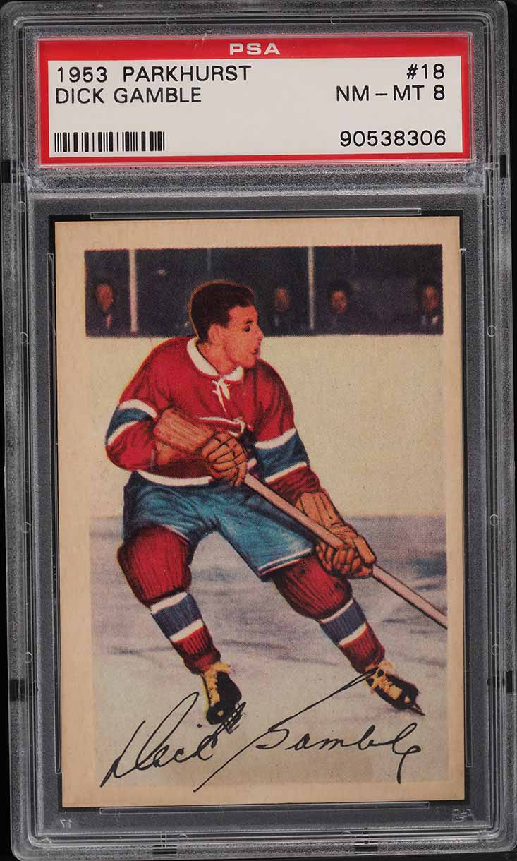 1953 Parkhurst Dick Gamble #18 PSA 8 NM-MT