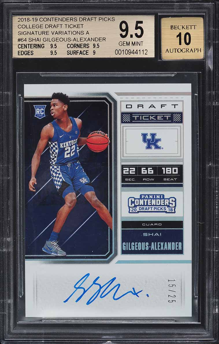 2018 Panini Contenders DP Draft Ticket Shai Gilgeous-Alexander ROOKIE AUTO /25 #64 BGS 9.5