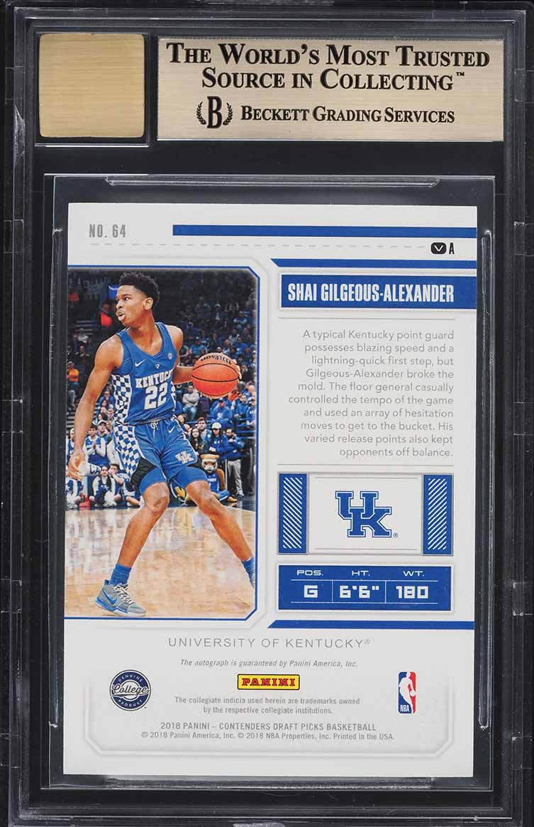 2018 Panini Contenders DP Draft Ticket Shai Gilgeous-Alexander ROOKIE AUTO /25 #64 BGS 9.5