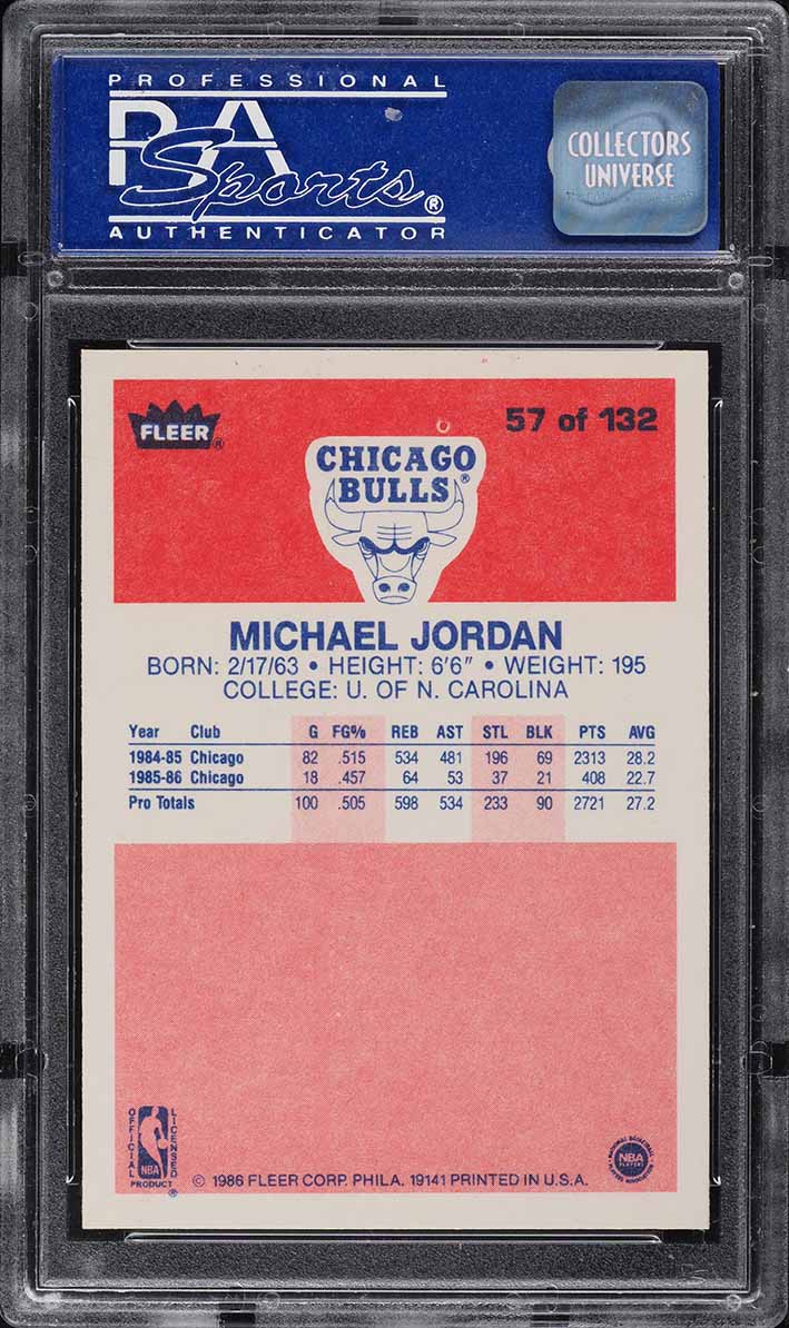 1986 Fleer Basketball Michael Jordan ROOKIE #57 PSA 9 MINT