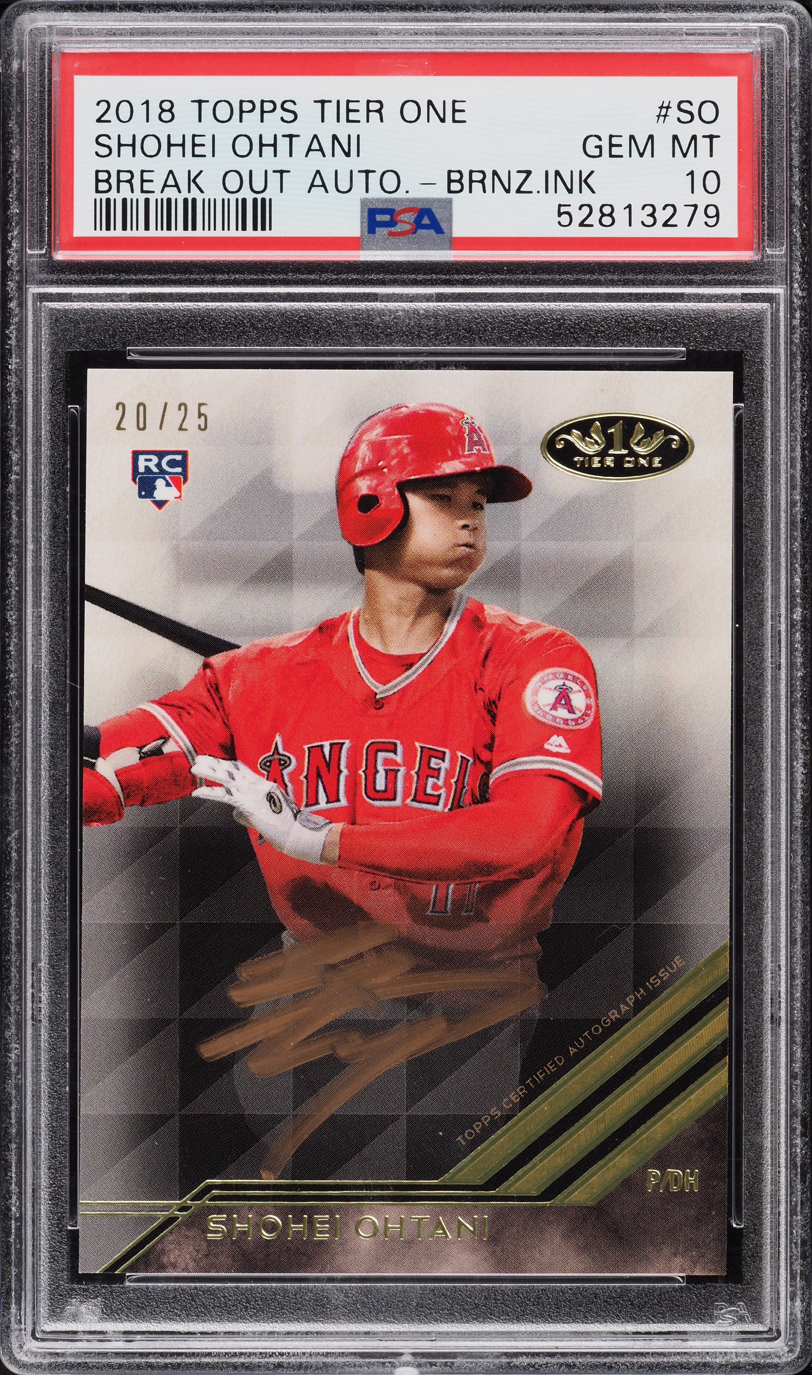 2018 Topps Tier One Break Out Bronze Ink Shohei Ohtani ROOKIE RC