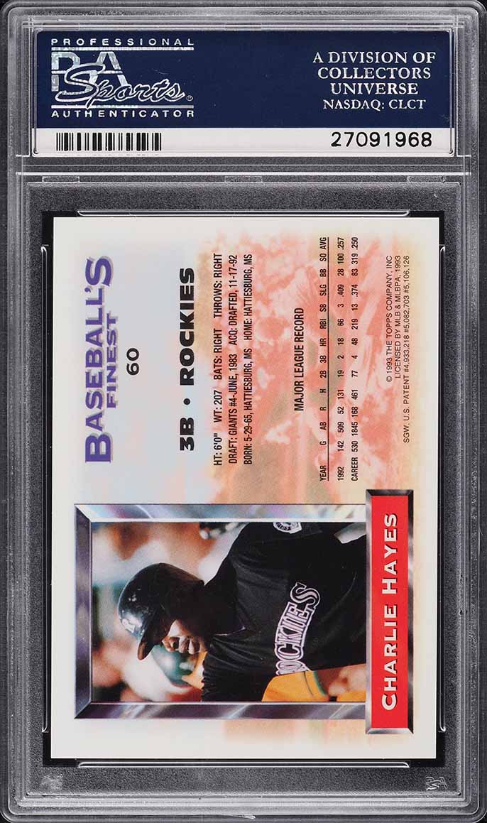 1993 Finest Refractor Charlie Hayes #60 PSA 9 MINT