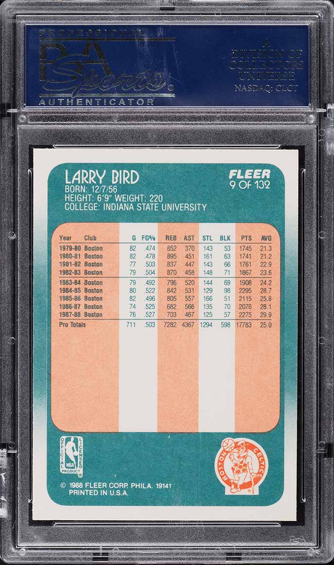 1988 Fleer Basketball Larry Bird #9 PSA 10 GEM MINT