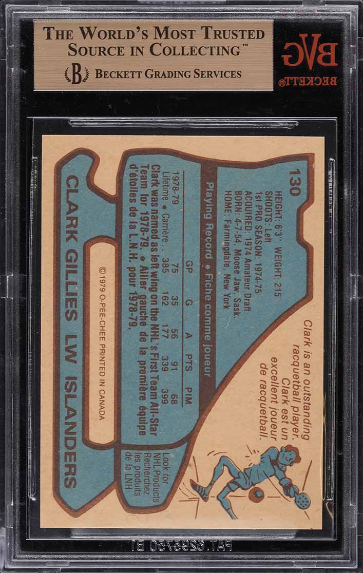 1979 O-Pee-Chee Hockey Clark Gillies ALL-STAR #130 BVG 9.5 GEM MINT