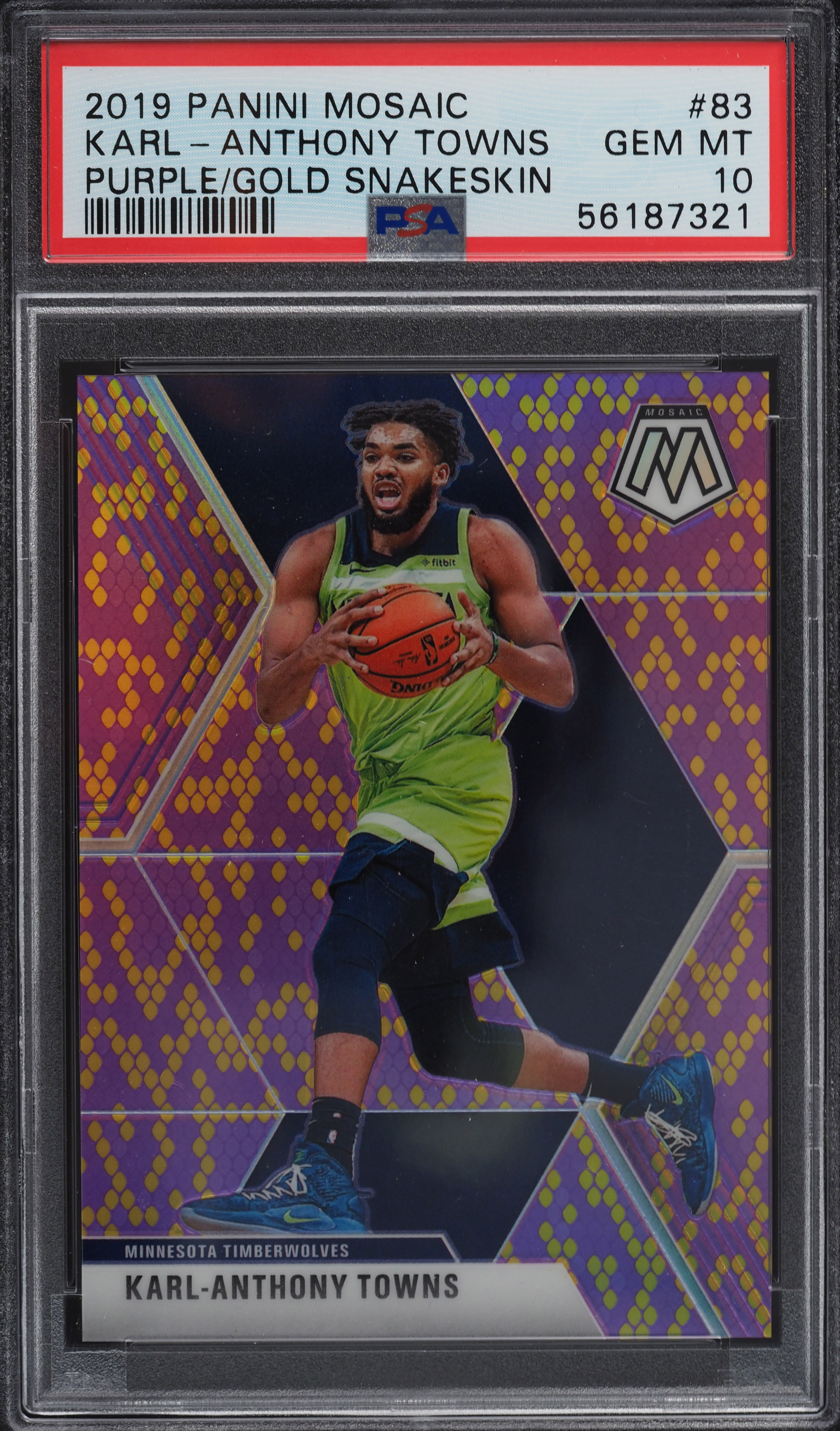 2019 Panini Mosaic Purple Gold Snakeskin Karl-Anthony Towns /20