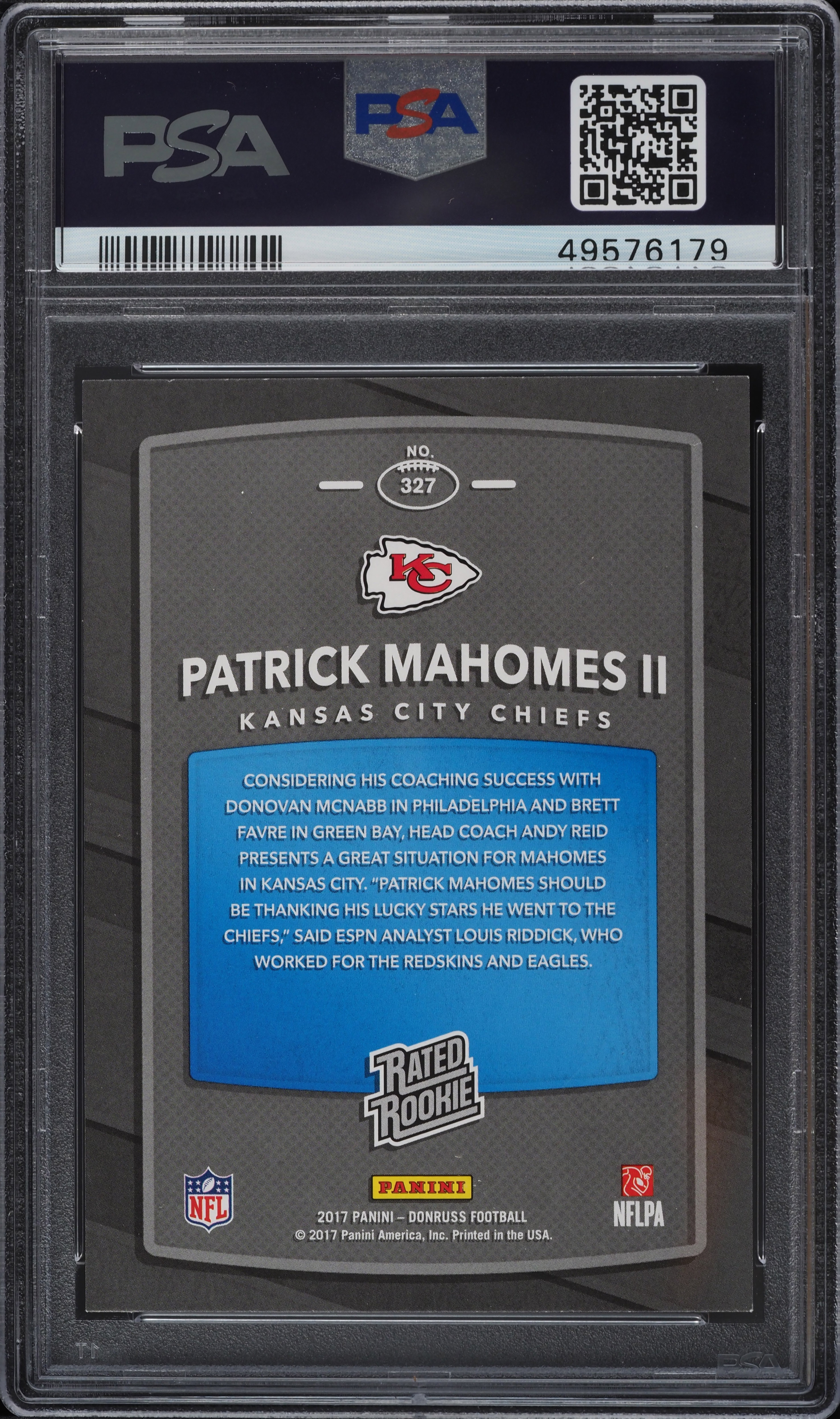 2017 Donruss Football Patrick Mahomes II ROOKIE RC #327 PSA 10 GEM MINT on  Fanatics Collect