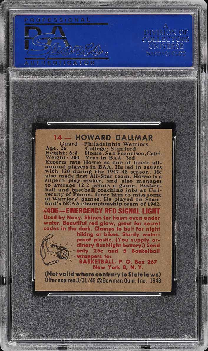 1948 Bowman Basketball Howard Dallmar #14 PSA 8 NM-MT