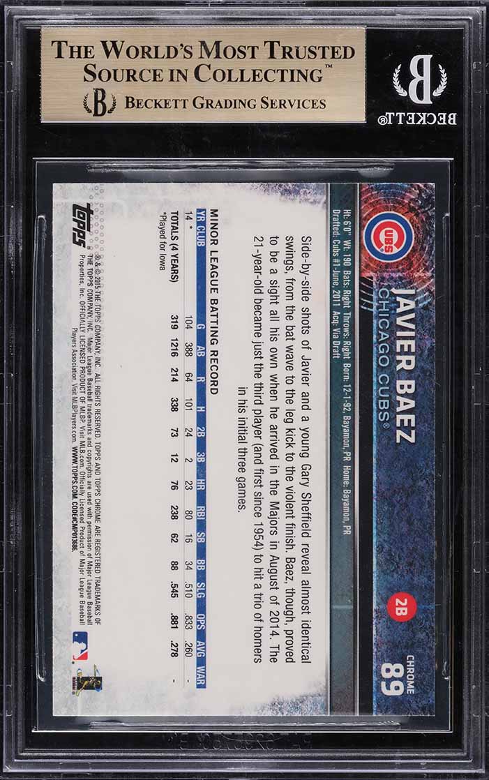 2015 Topps Chrome Javier Baez ROOKIE RC #89 BGS 9.5 GEM MINT