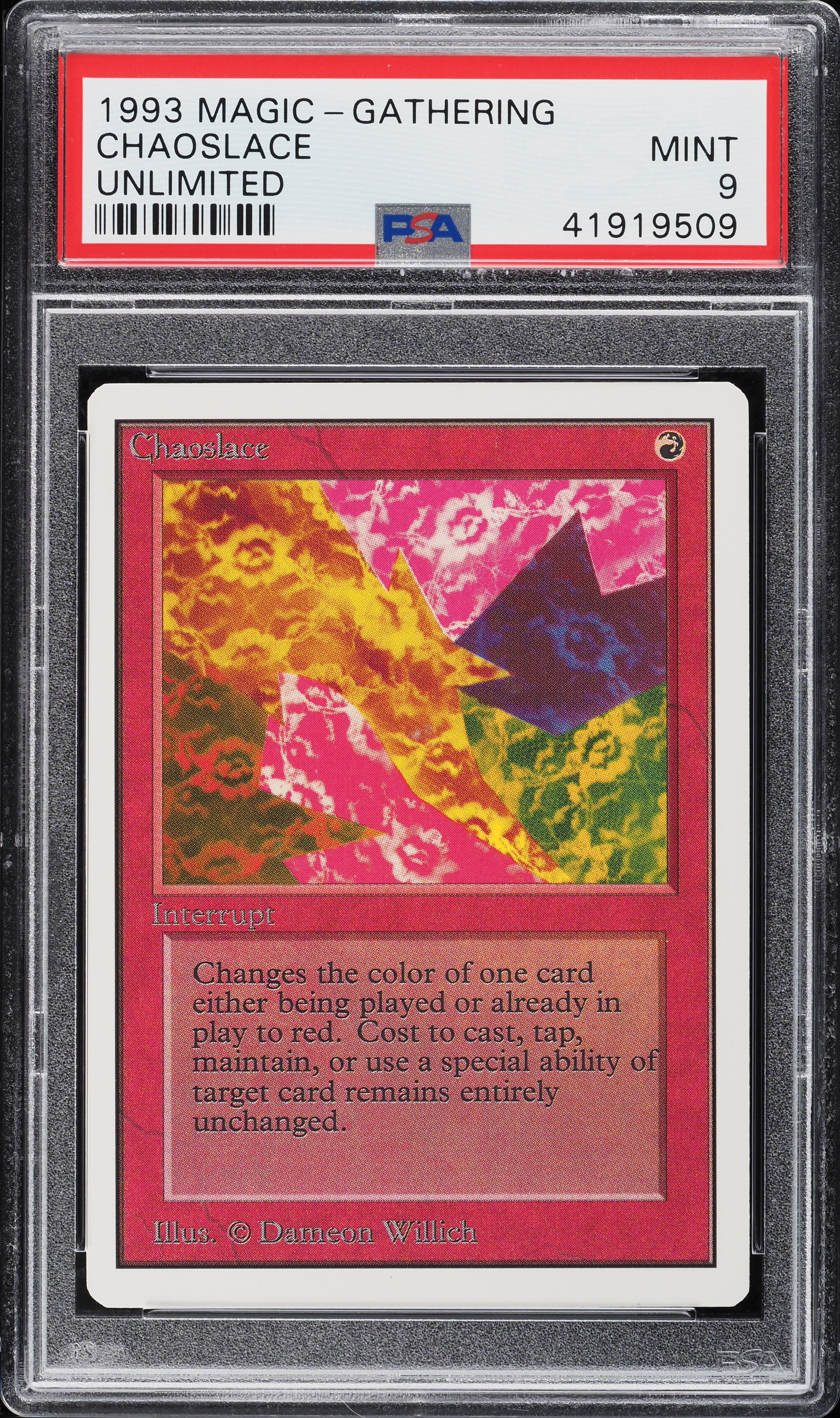 1993 Magic The Gathering MTG Unlimited Chaoslace PSA 9 MINT on