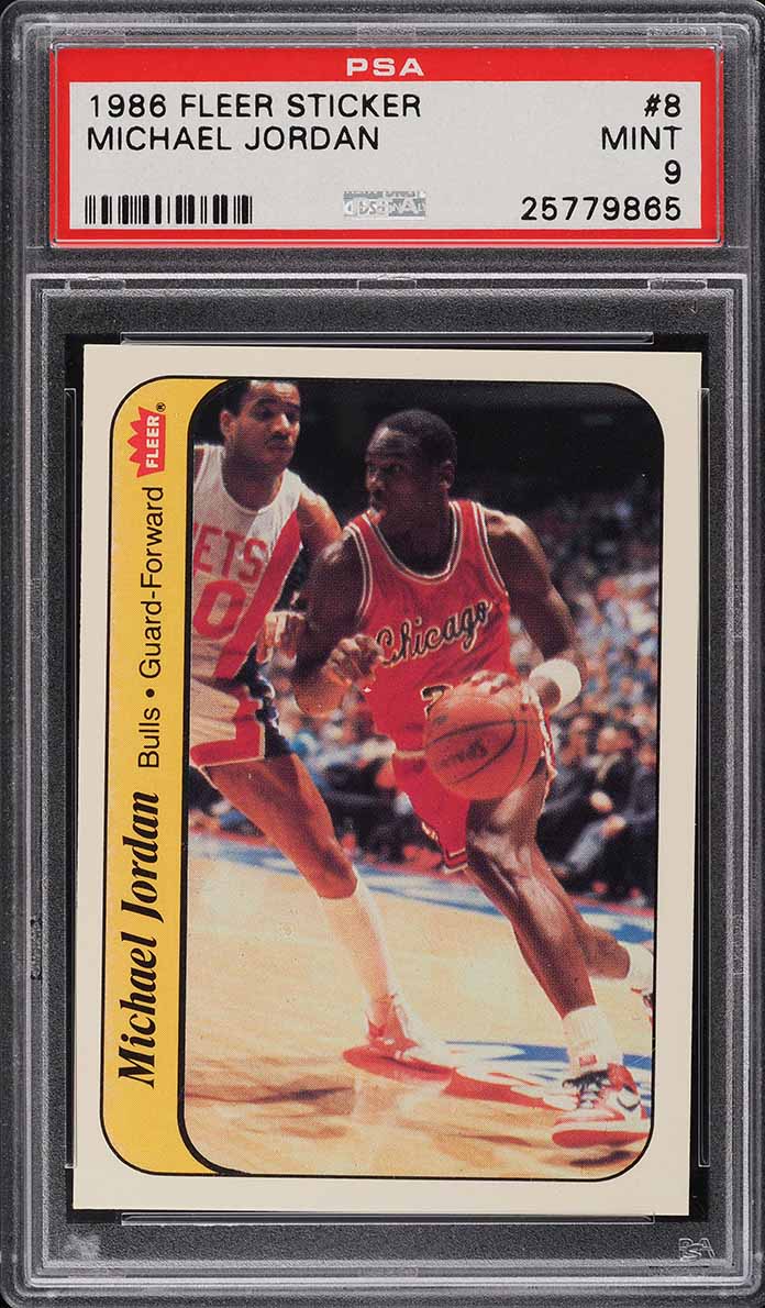 1986 Fleer Sticker Michael Jordan ROOKIE #8 PSA 9 MINT