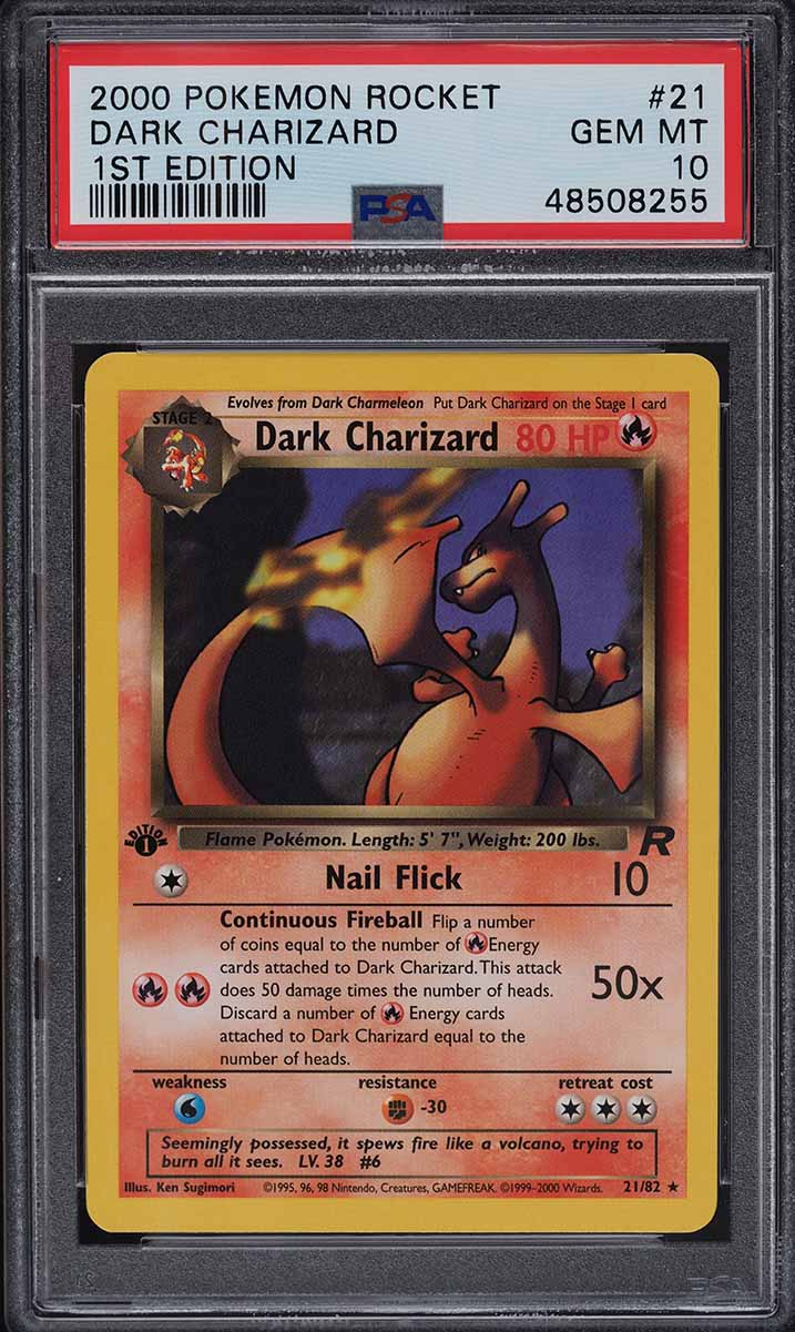 2000 Pokemon Team Rocket 1st Edition Dark Charizard #21 PSA 10 GEM MINT