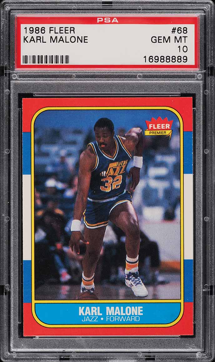 1986 Fleer Basketball Karl Malone ROOKIE #68 PSA 10 GEM MINT