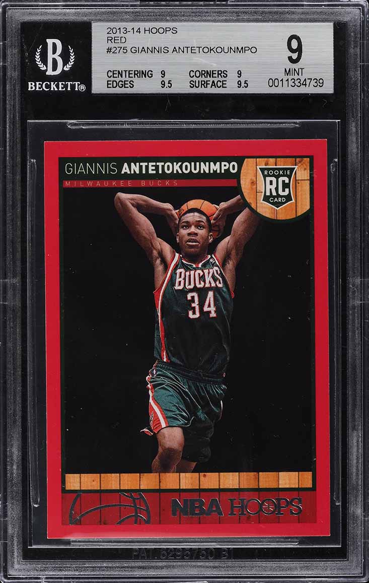 2013 Hoops Red Giannis Antetokounmpo ROOKIE #275 BGS 9 MINT on