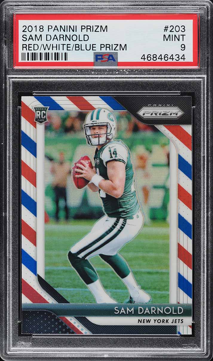 2018 Panini Prizm Red White Blue Sam Darnold ROOKIE #203 PSA 9 MINT