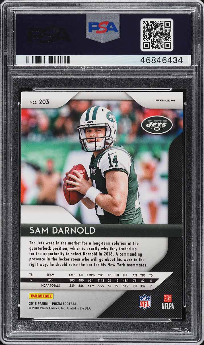 2018 Panini Prizm Red White Blue Sam Darnold ROOKIE #203 PSA 9 MINT