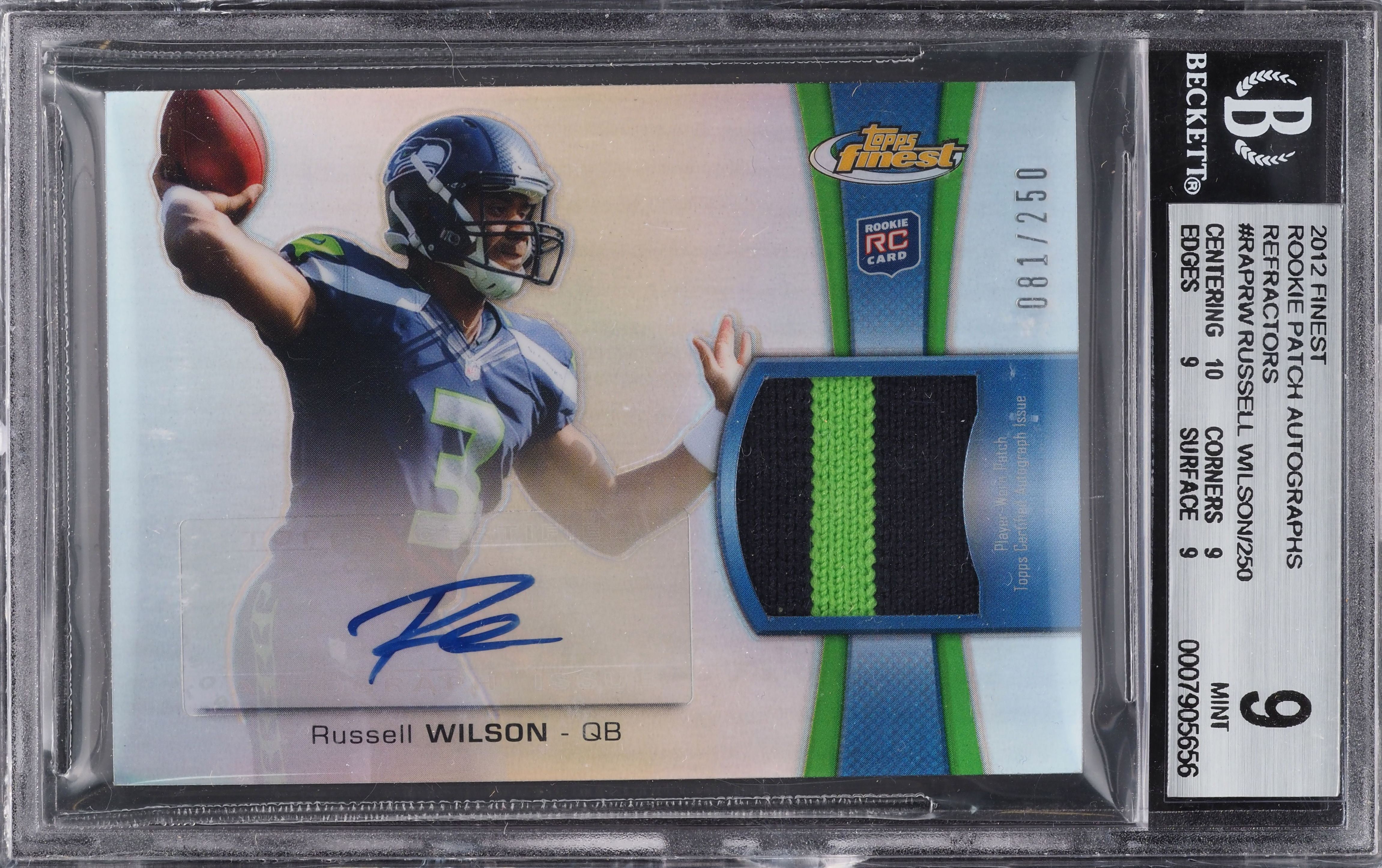 2012 Finest Refractor Russell Wilson ROOKIE RC PATCH AUTO /250