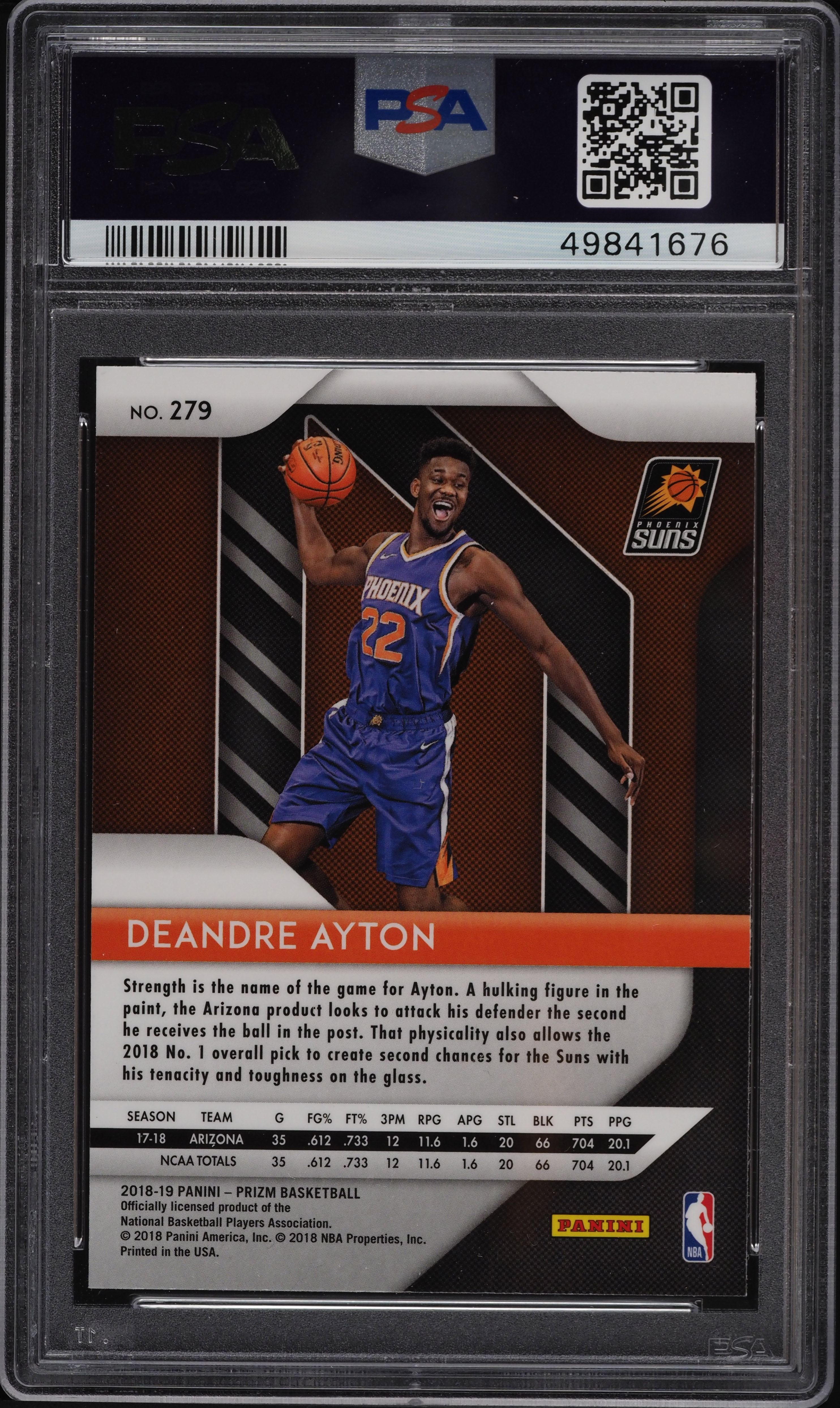 2018 Panini Prizm DeAndre Ayton ROOKIE #279 PSA 10 GEM MINT on