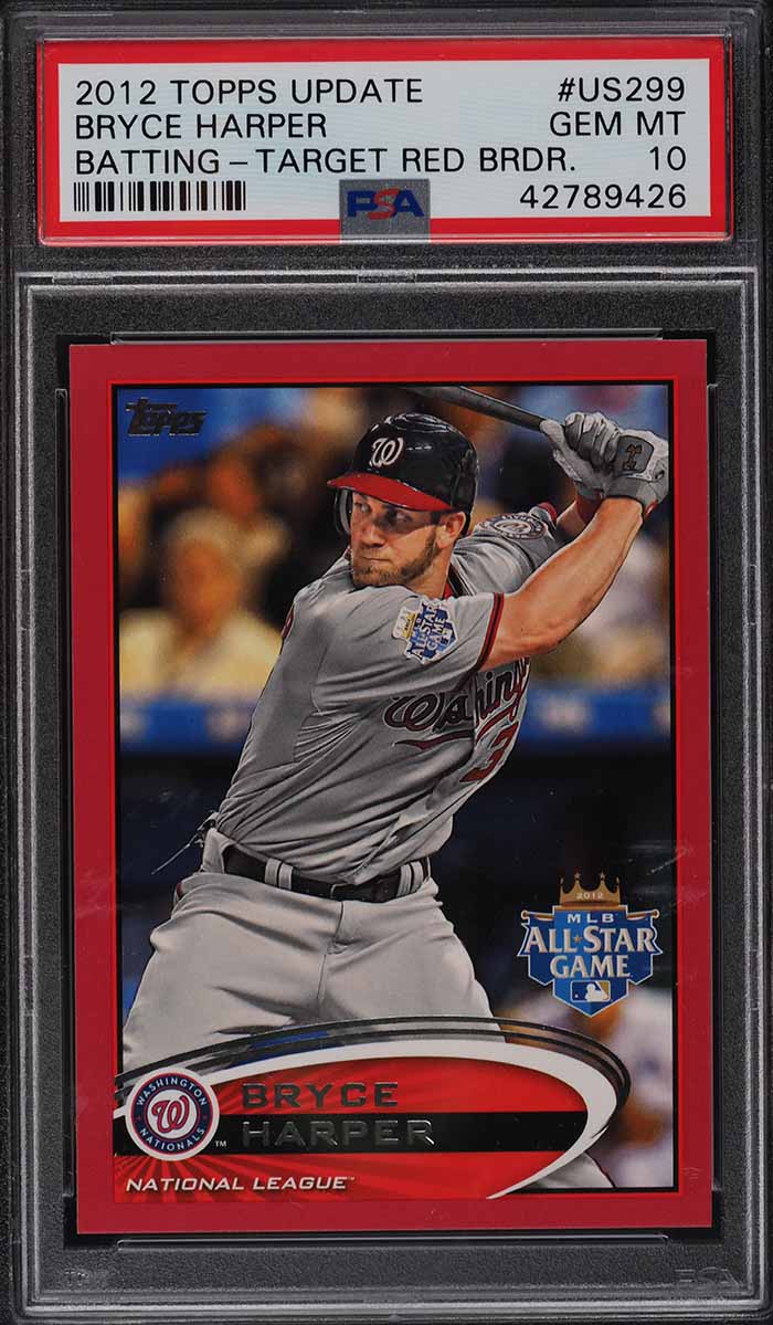 2012 Topps Update Batting Target Red Border Bryce Harper ROOKIE #US299 PSA 10