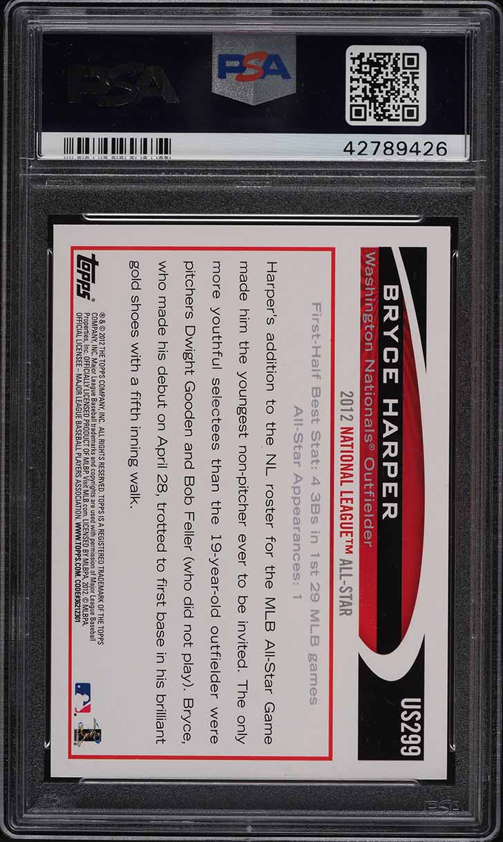 2012 Topps Update Batting Target Red Border Bryce Harper ROOKIE #US299 PSA 10