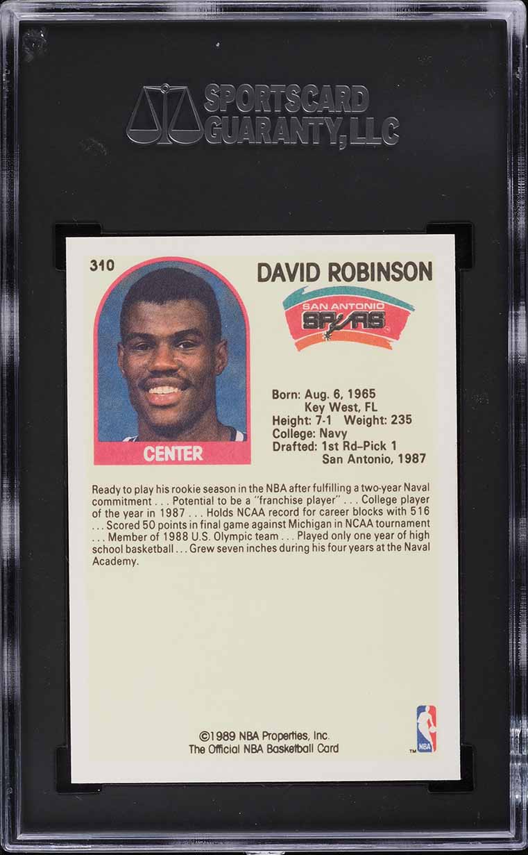 1989 Hoops David Robinson ROOKIE #310 SGC 10 GEM MINT