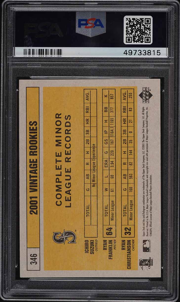 2001 Upper Deck Vintage Ichiro Suzuki ROOKIE RC #346 PSA 9 MINT