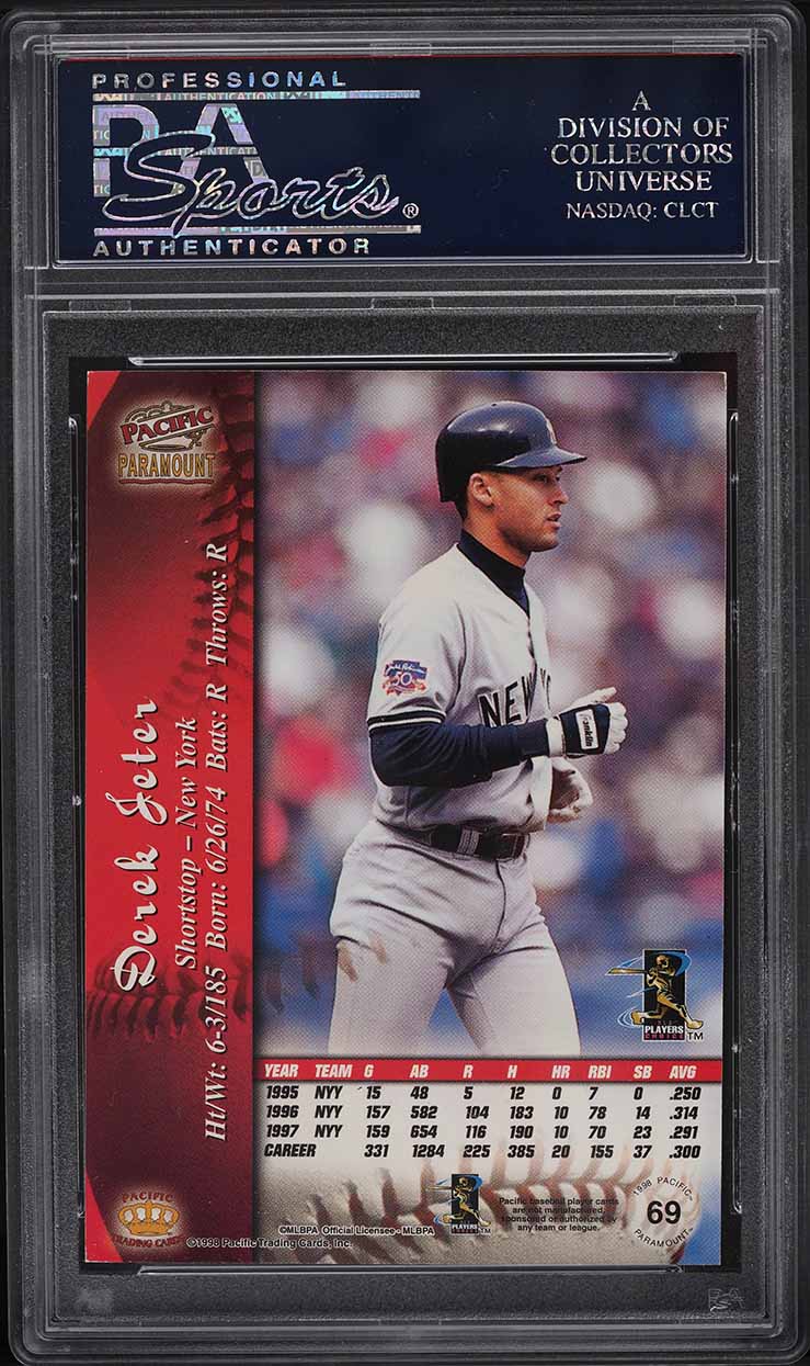 1998 Pacific Paramount Platinum Blue Derek Jeter #69 PSA 6 EXMT