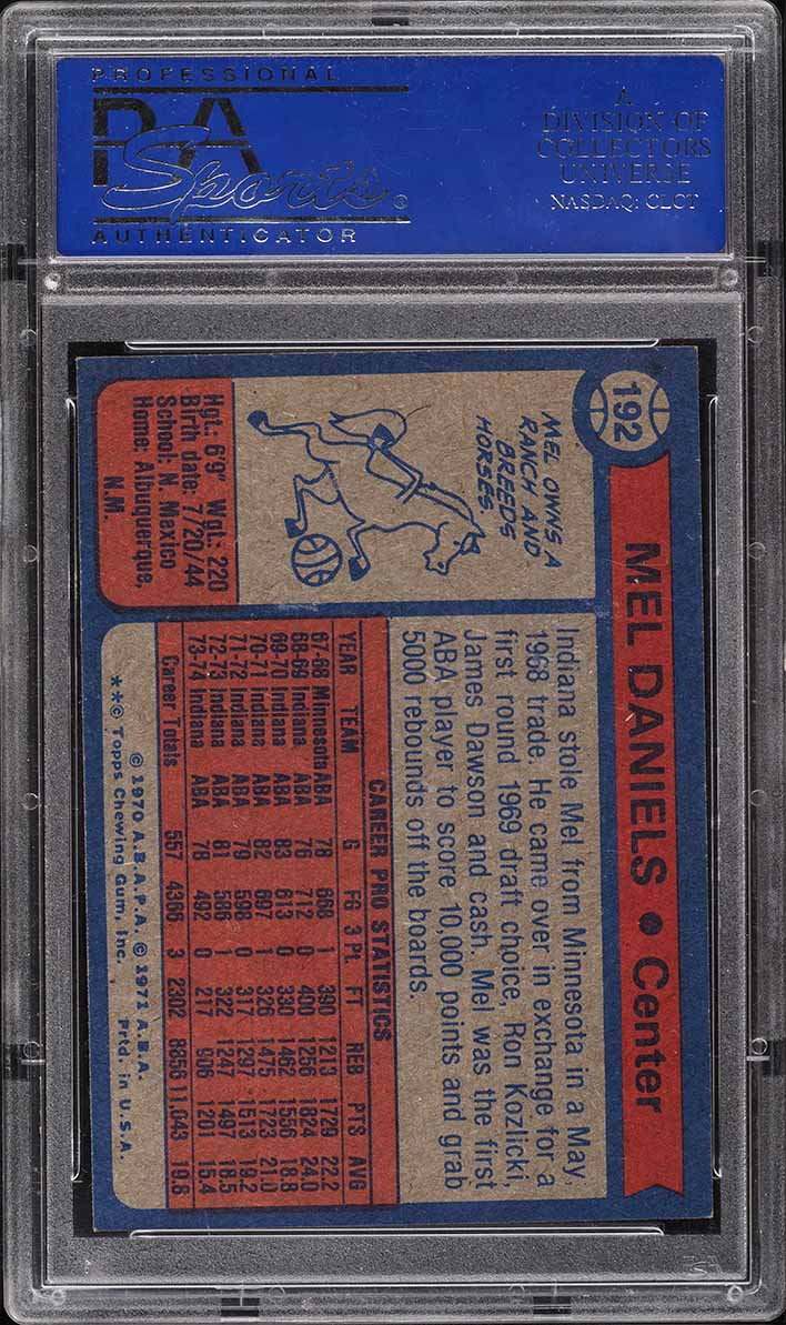 1974 Topps Basketball Mel Daniels #192 PSA 9 MINT