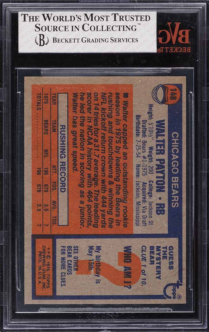 1976 Topps Football Walter Payton ROOKIE #148 BVG 8 NM-MT