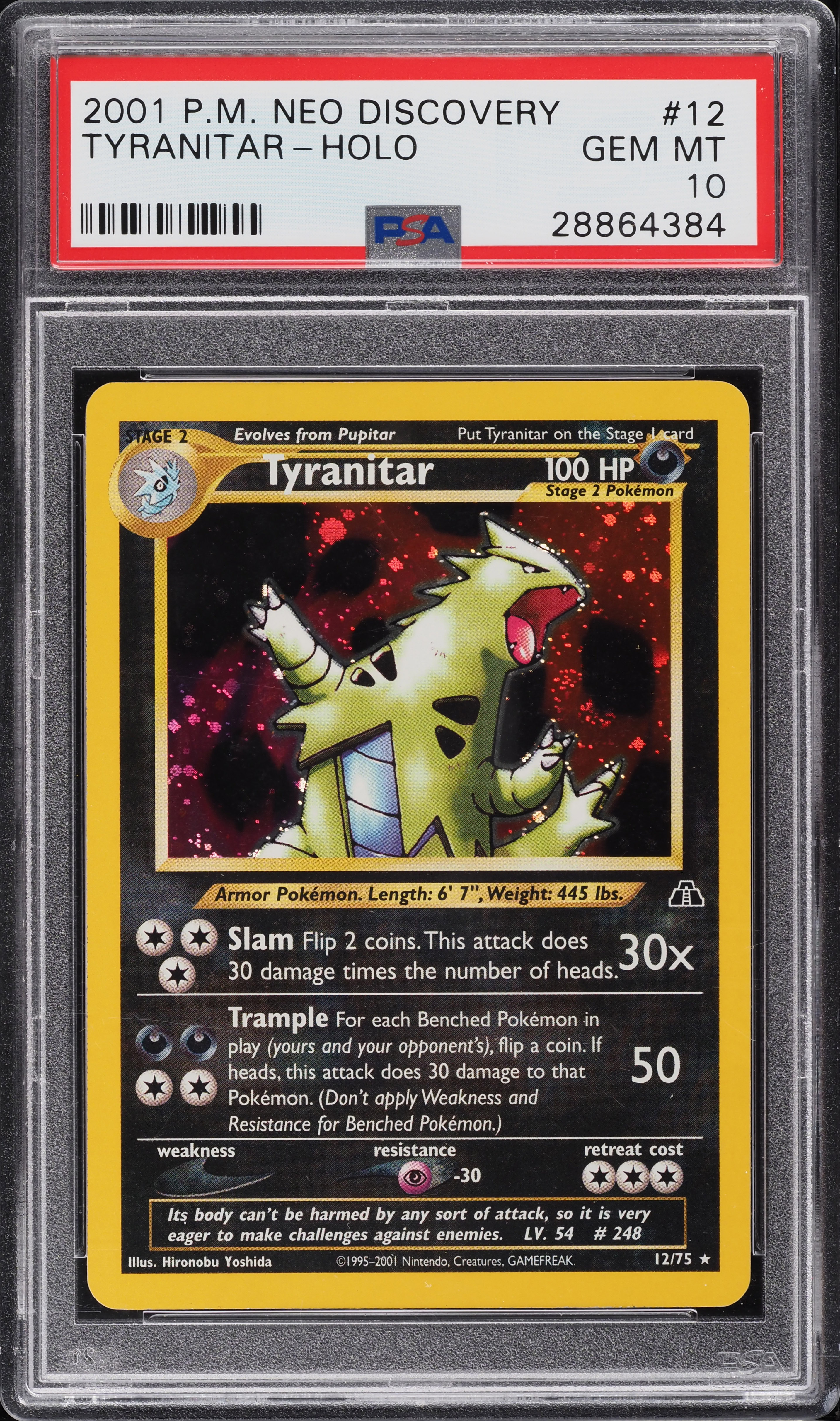 2001 Pokemon Neo Discovery Holo Tyranitar #12 PSA 10 GEM MINT on