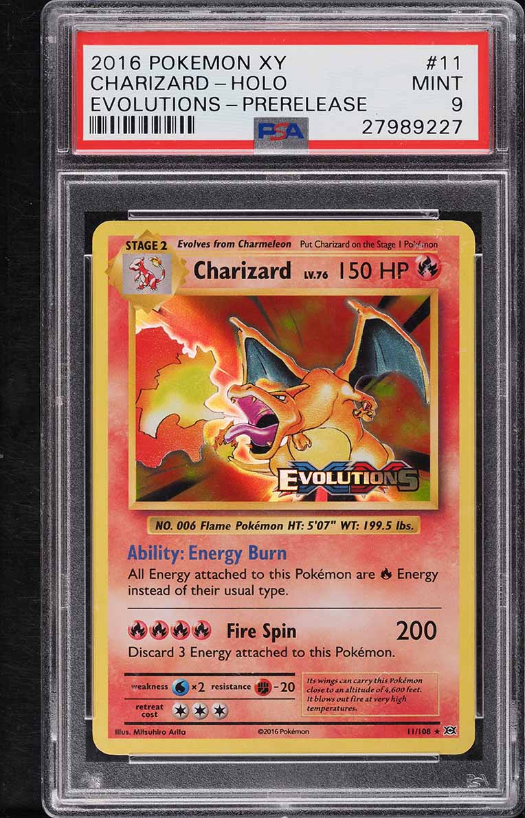 2016 Pokemon XY Evolutions Prerelease Holo Charizard #11 PSA 9