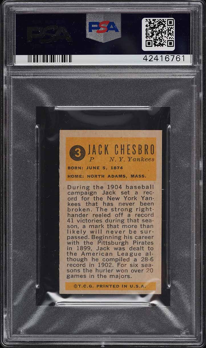 1963 Bazooka All-Time Greats Jack Chesbro #3 PSA 8 NM-MT