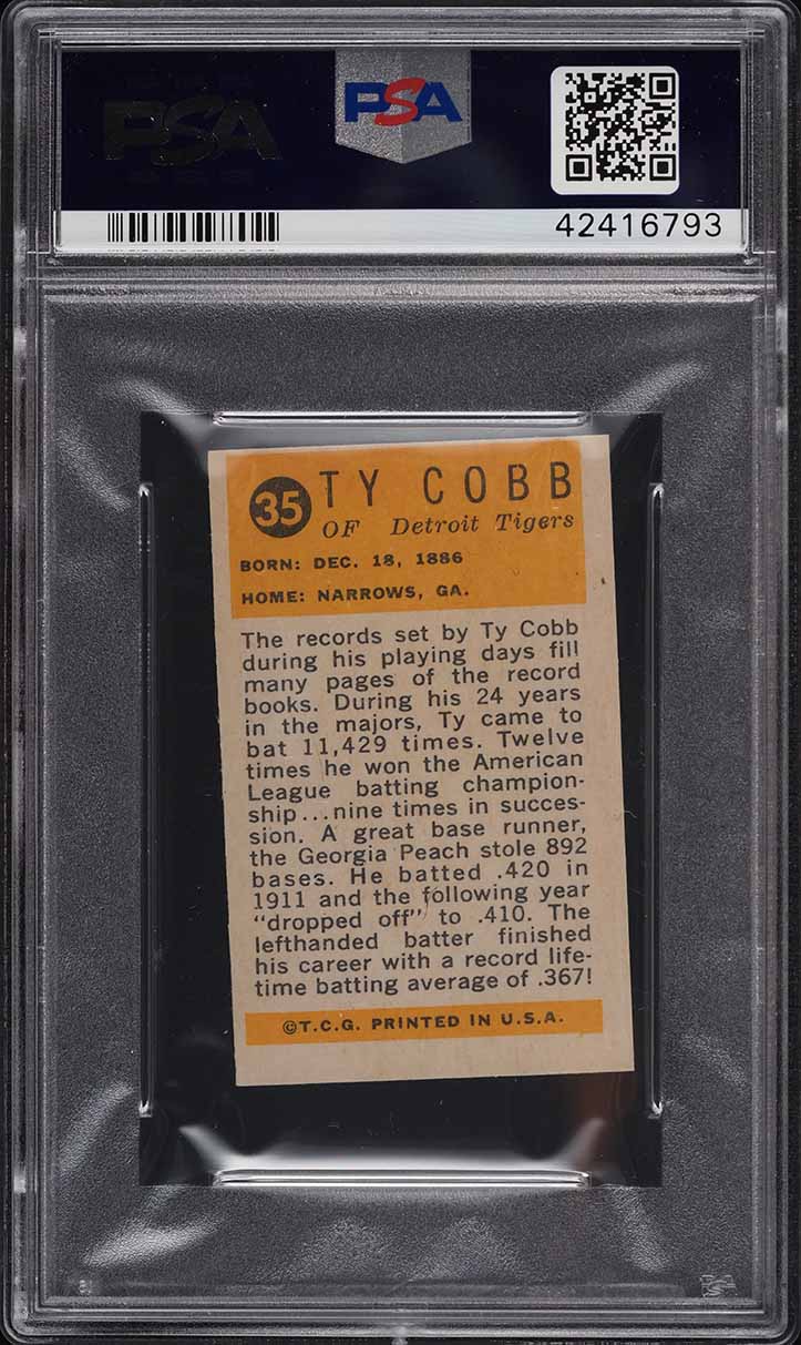 1963 Bazooka All-Time Greats Ty Cobb #35 PSA 6 EXMT