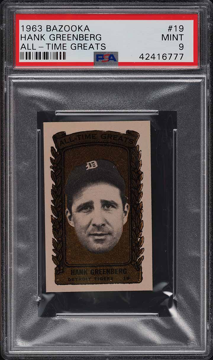 1963 Bazooka All-Time Greats Hank Greenberg #19 PSA 9 MINT