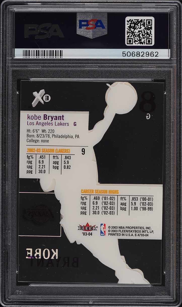 2003 Fleer E-X Kobe Bryant #9 PSA 8 NM-MT on Fanatics Collect
