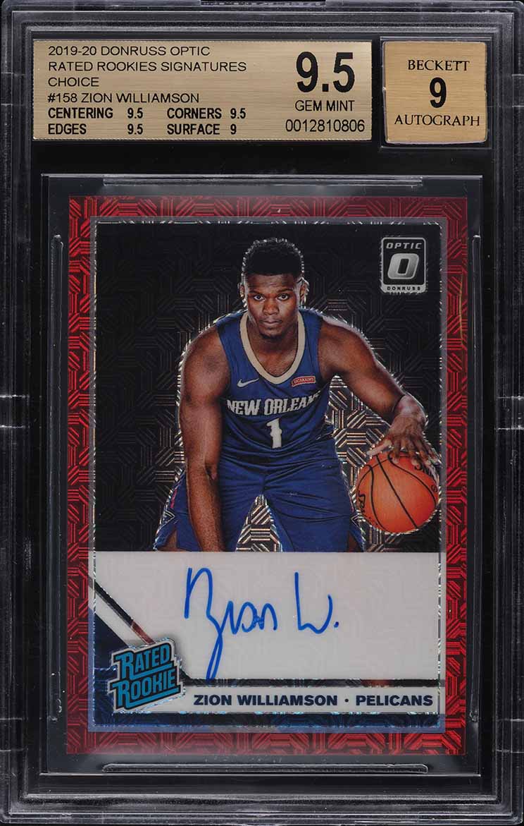 2019 Donruss Optic Choice Zion Williamson ROOKIE RC AUTO #158 BGS 9.5 GEM MINT