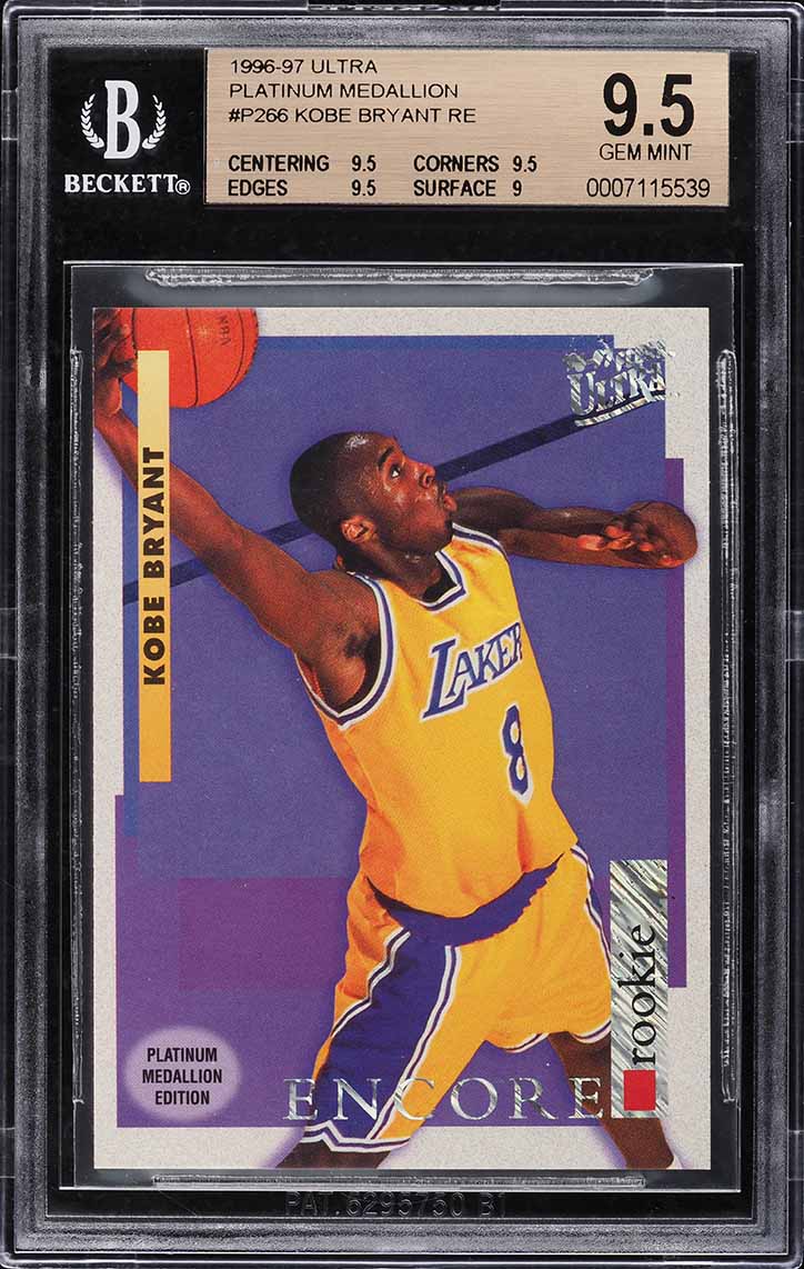 1996 Ultra Platinum Medallion Encore Kobe Bryant ROOKIE #P266 BGS 9.5 GEM MINT