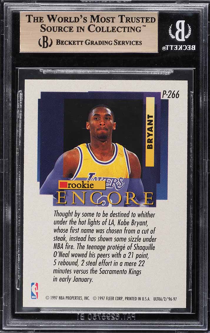 1996 Ultra Platinum Medallion Encore Kobe Bryant ROOKIE #P266 BGS 9.5 GEM MINT