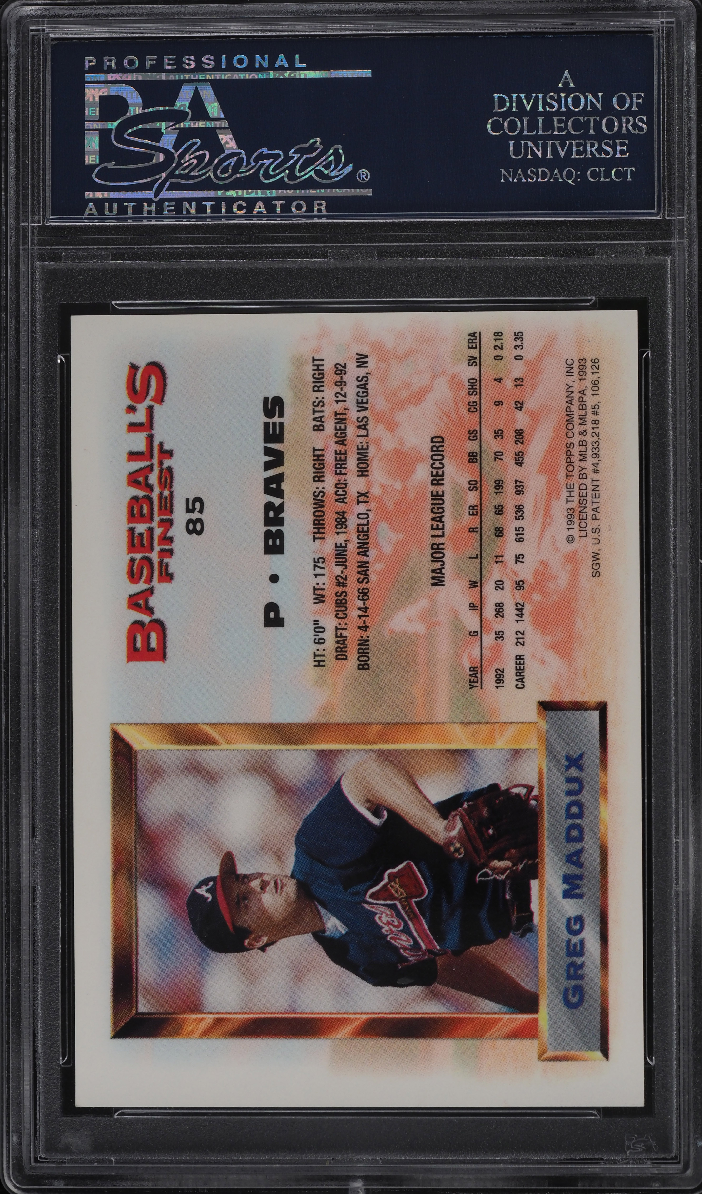 1993 Finest Refractor Greg Maddux ALL-STAR #85 PSA 9 MINT on