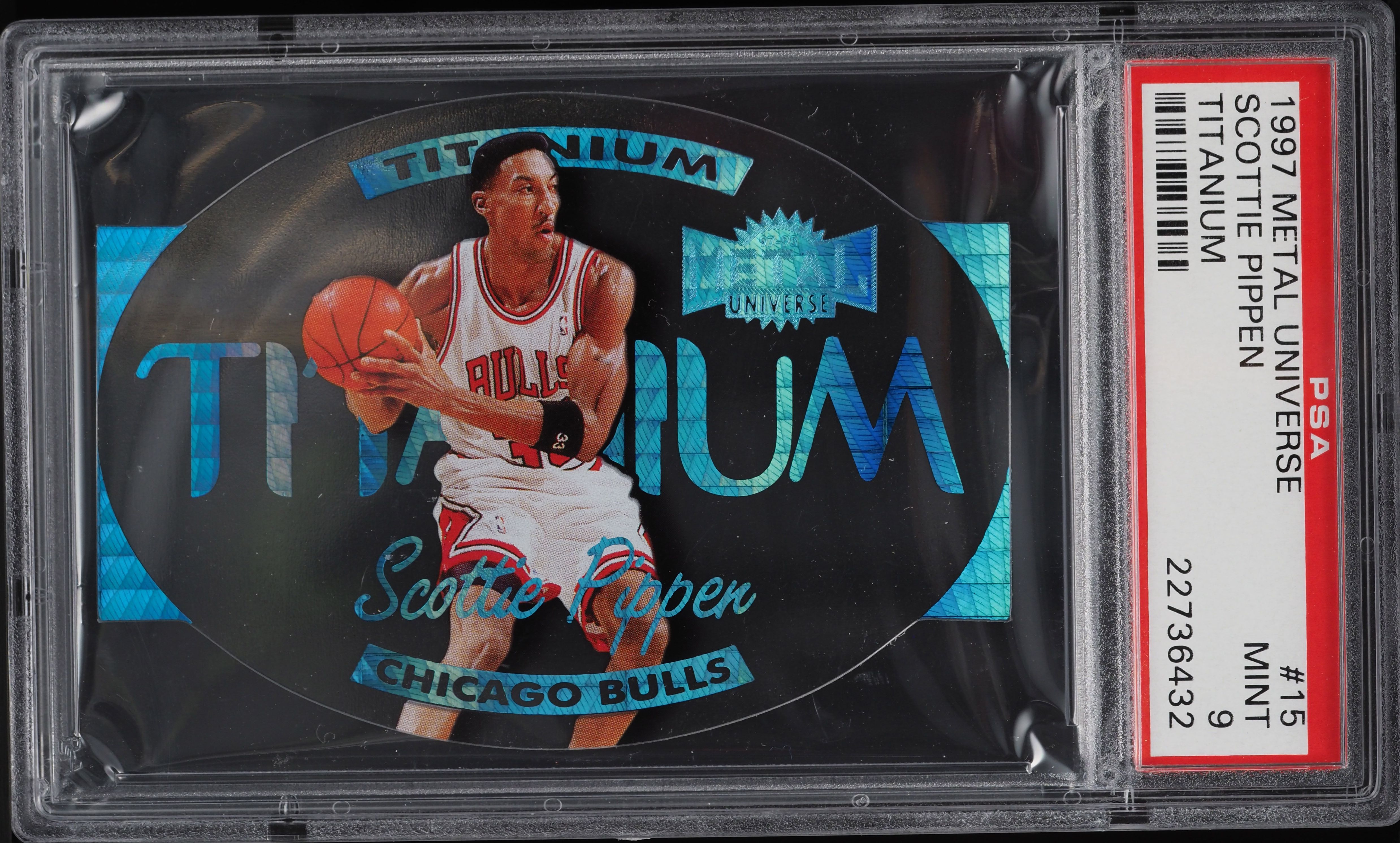 1997 Metal Universe Titanium Die-Cut Scottie Pippen #15 PSA 9 MINT 