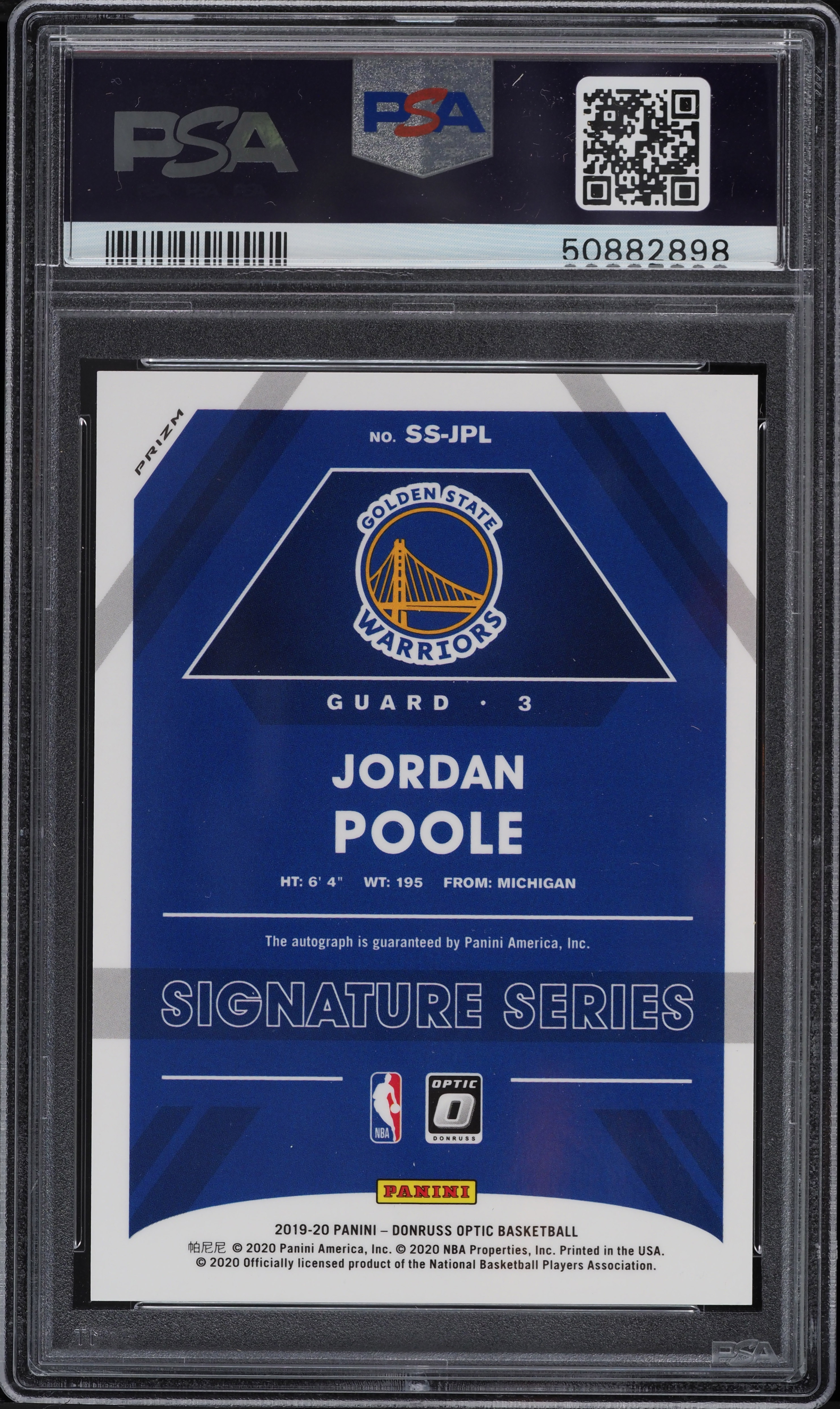 2019 Donruss Optic Signature Series Holo Jordan Poole ROOKIE RC